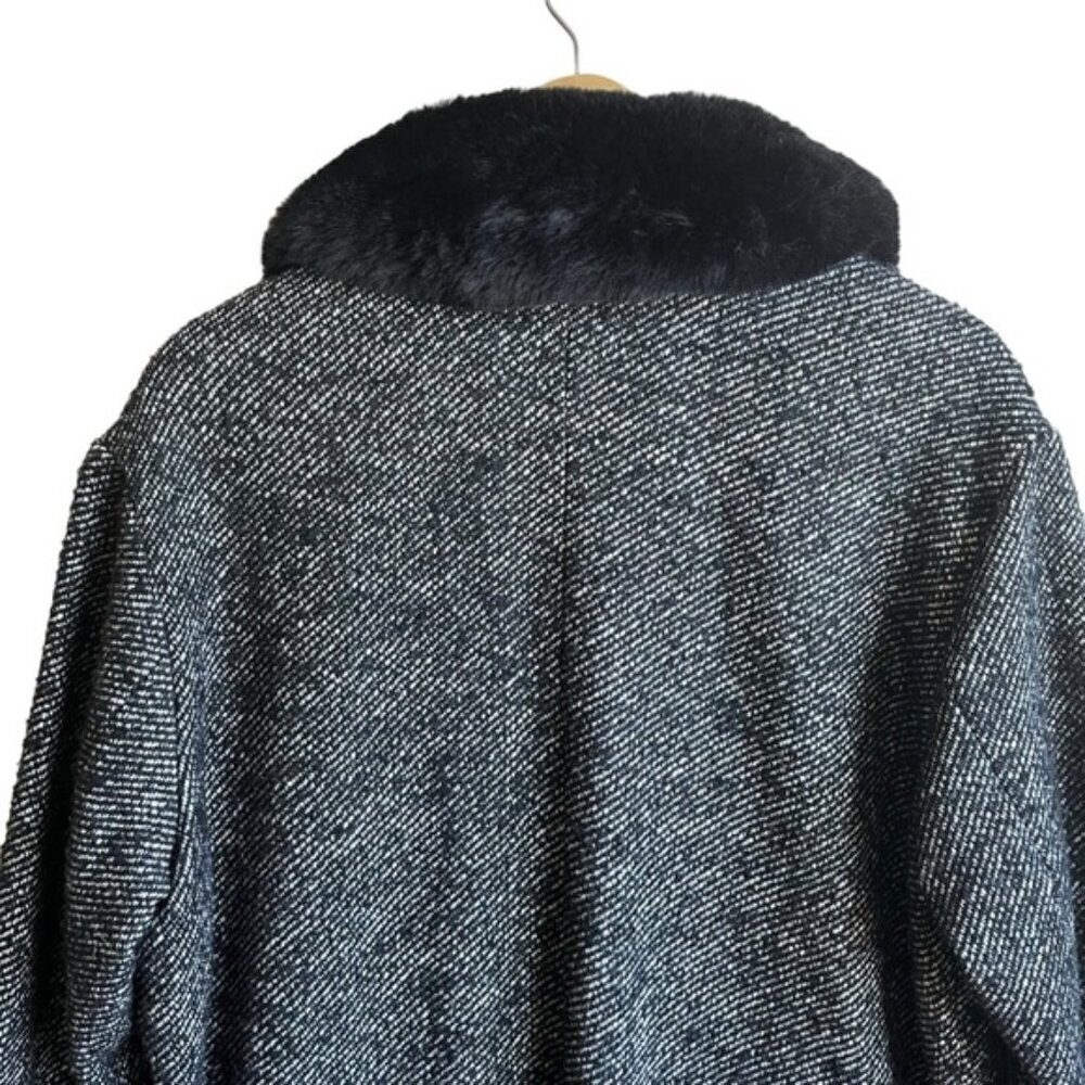 NWT Levi’s Mari Coat XL Chunky Twill Salt And Pepper Black Faux Fur - Picture 7 of 15